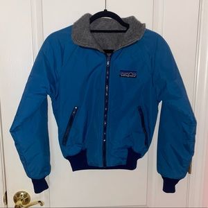 VTG 90s Patagonia Fleece Lined Blue Synchilla Shell Nylon Retro Bomber Jacket